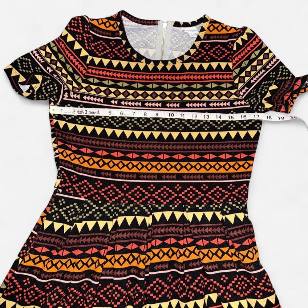 LulaRoe Amelia Pleated Dress with Boho Geometric Tribal Pattern, Large - Picture 3 of 6